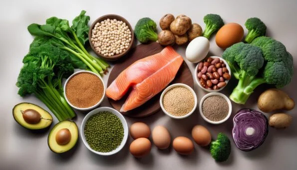 protein, seperti daging sapi, kedelai, ikan, unggas, dan telur sayuran, termasuk brokoli, kentang, dan jamur